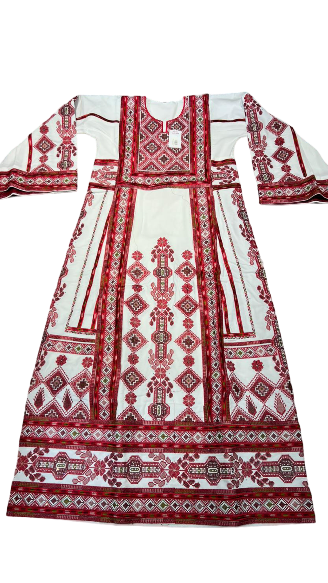 Off- white with red embroidery