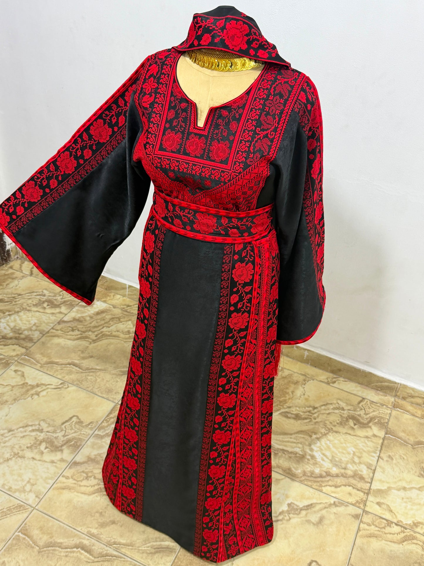 Black and red thobe