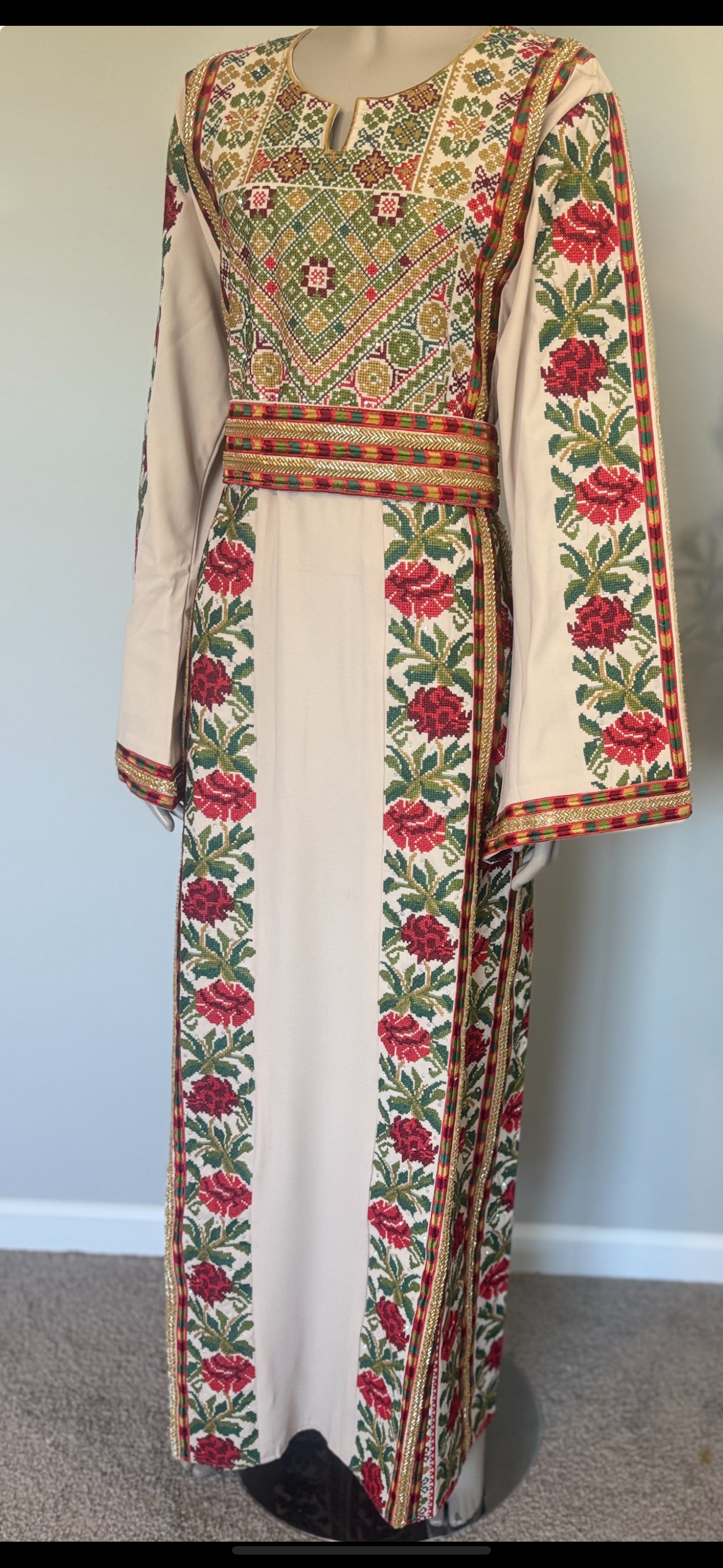 Beautiful light beige embroidered thobe