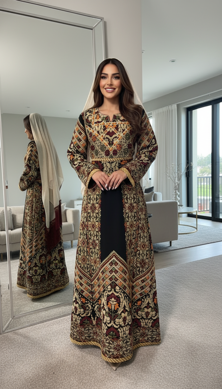 Black thobe with beautiful embroidery