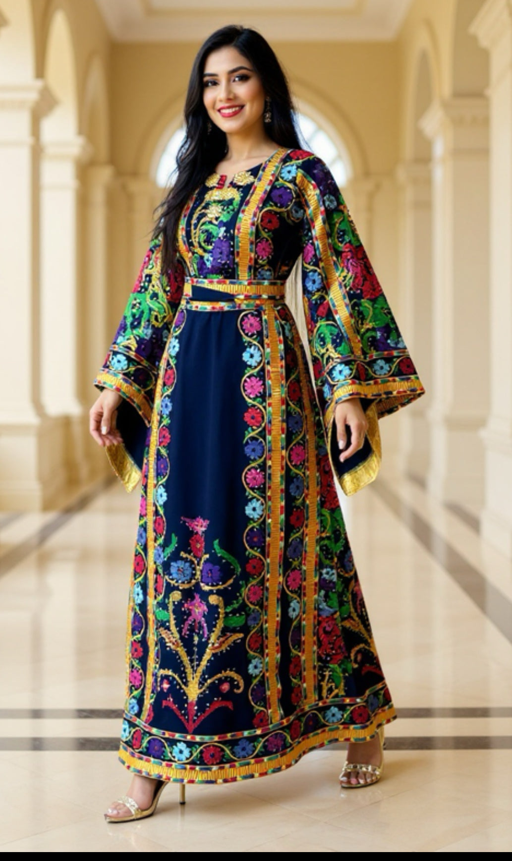 Navy blue fabric thobe