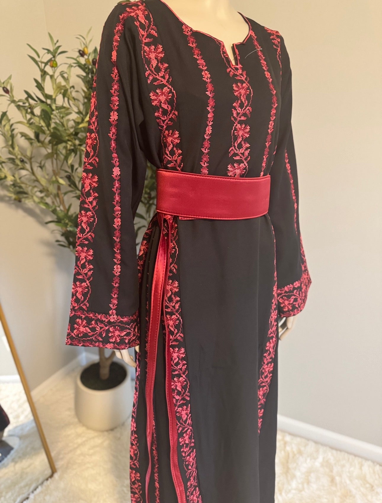 Black embroidered thobe