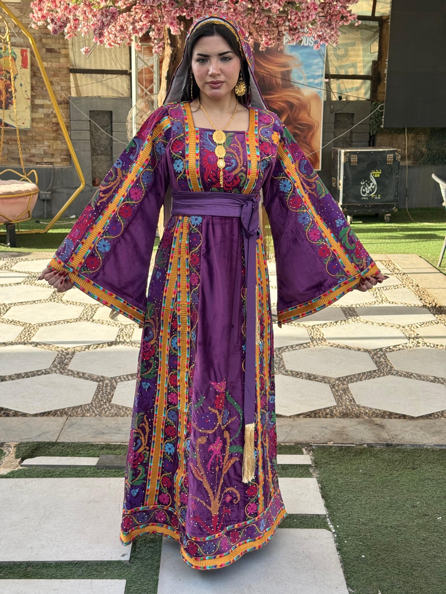 Purple silk velvet thobe