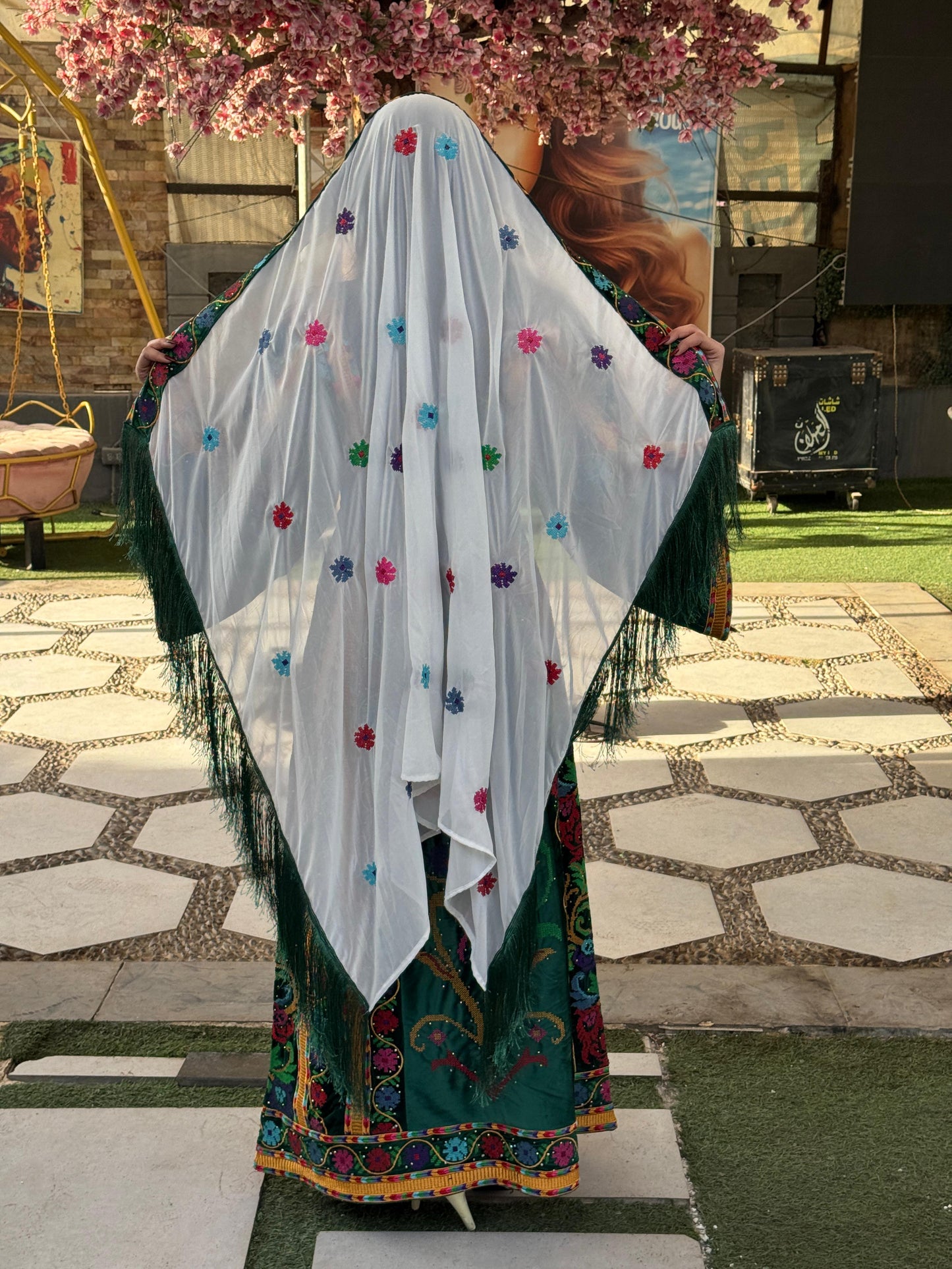 Green silk velvet thobe