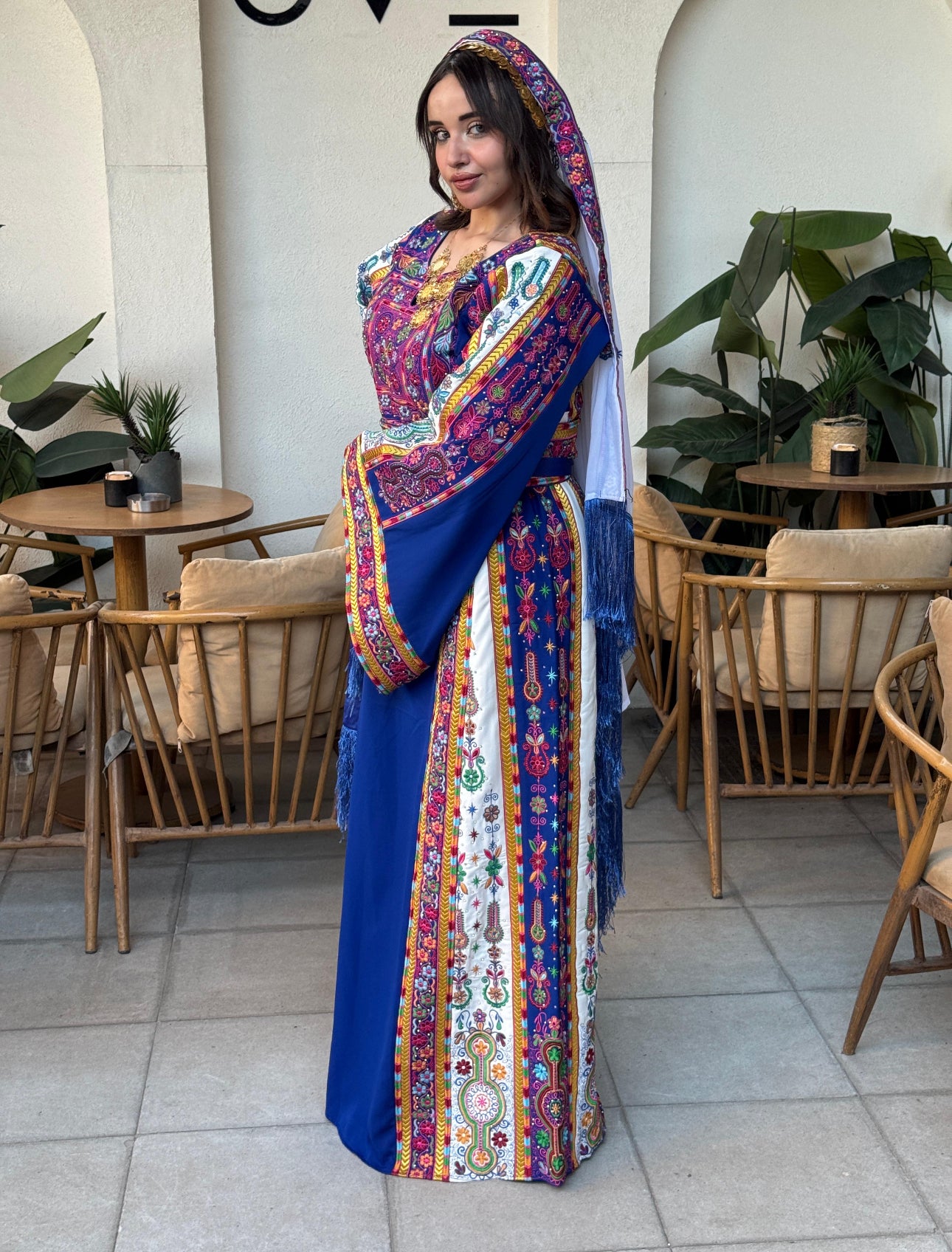 Royal blue fabric thobe