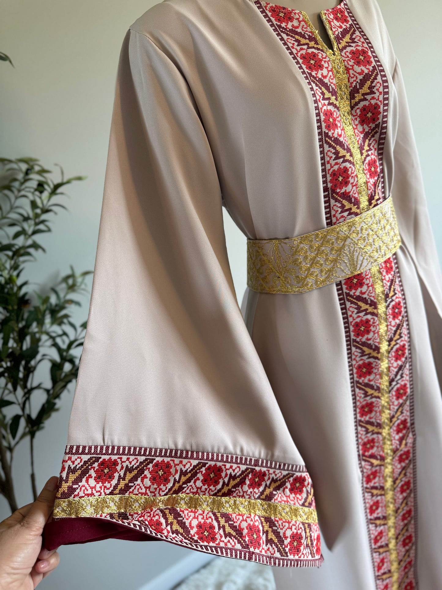 Beige embroidered dress