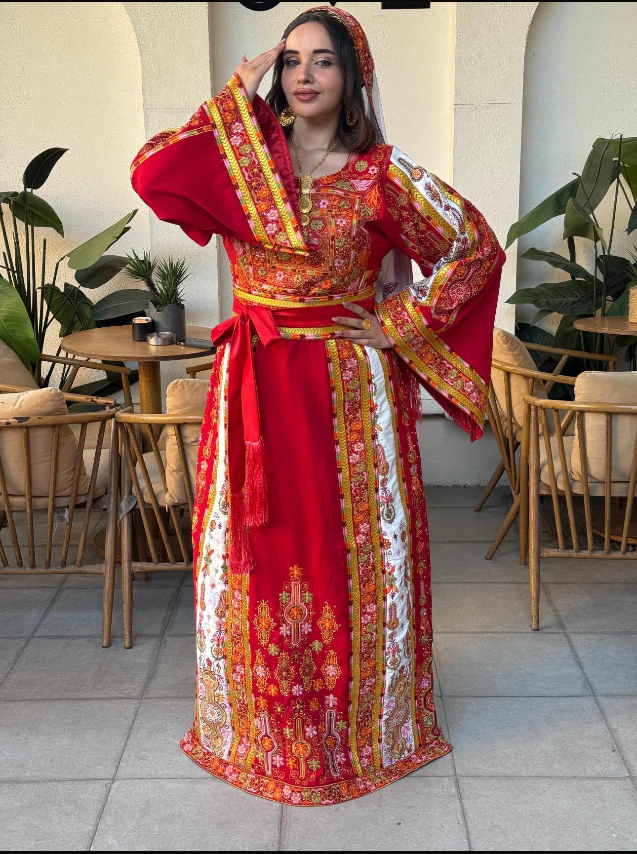 Red fabric thobe