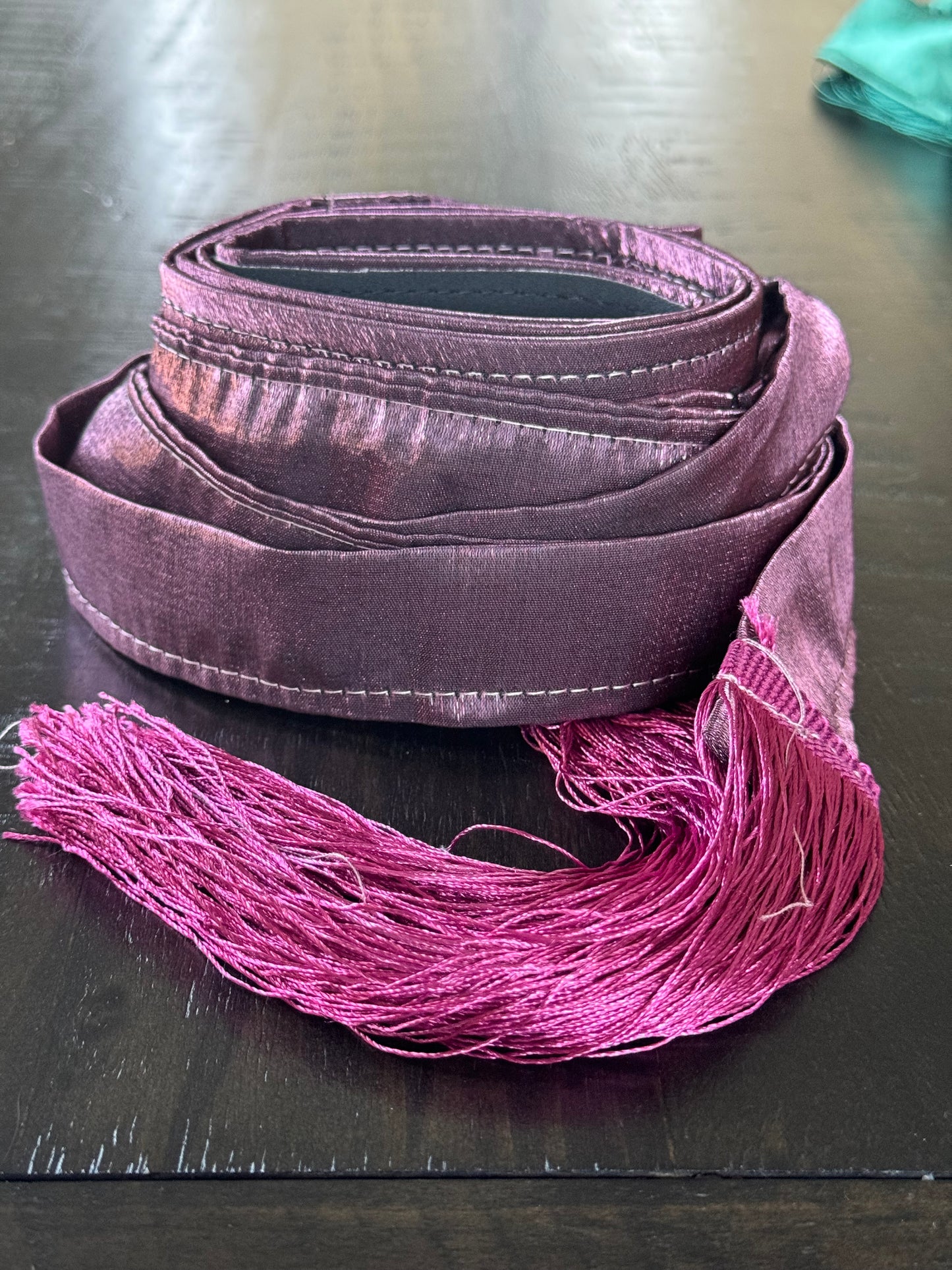 mauve satin belt