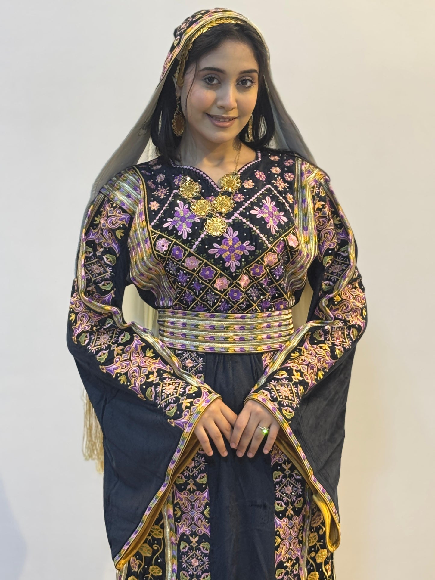 Read-made black silk velvet thobe