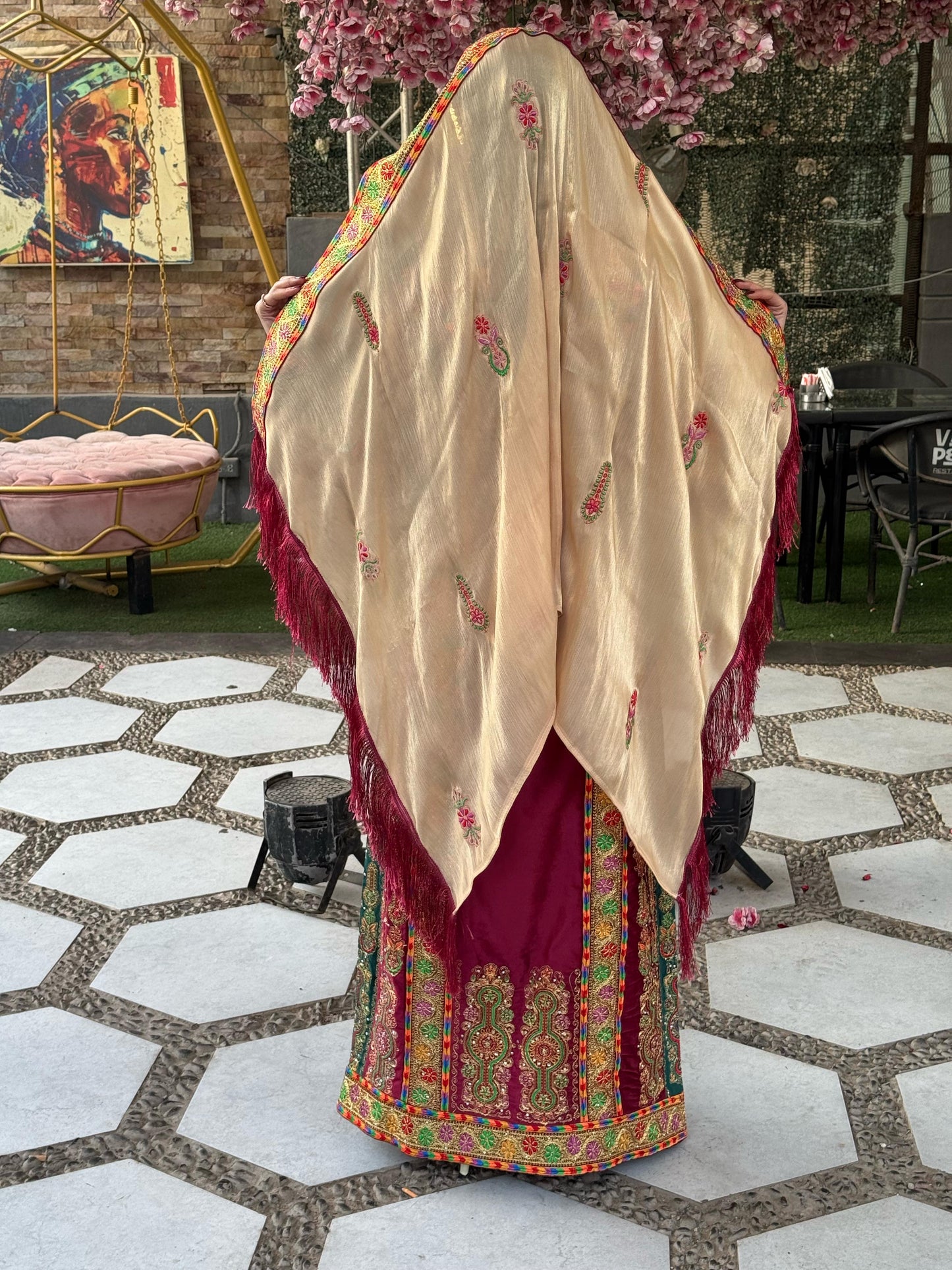 Red silk velvet thobe