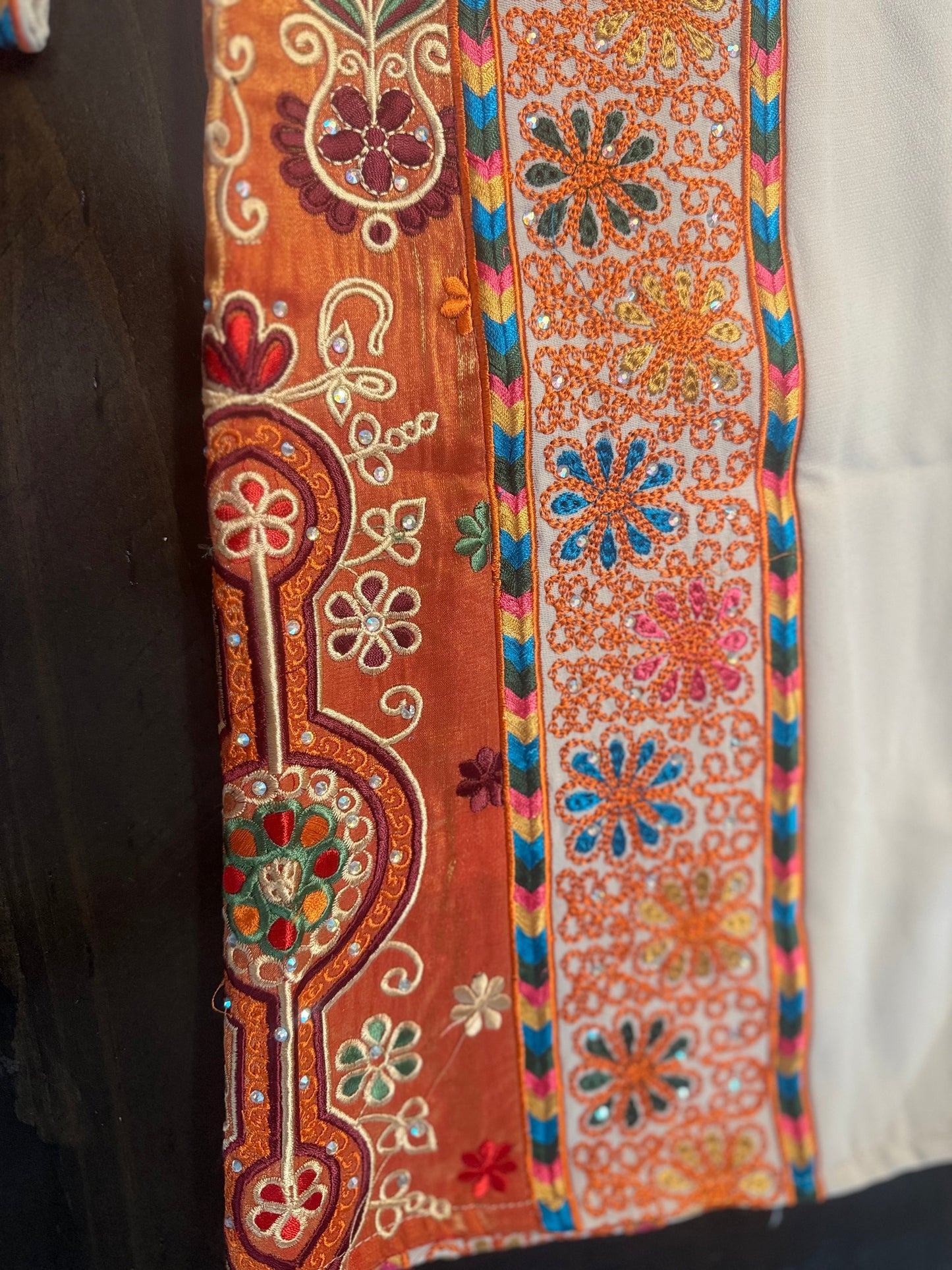 Beige and orange little girl thobe