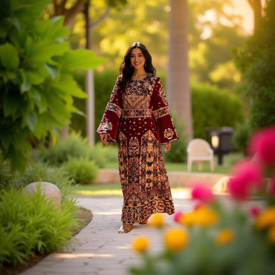 Burgundy fabric thobe
