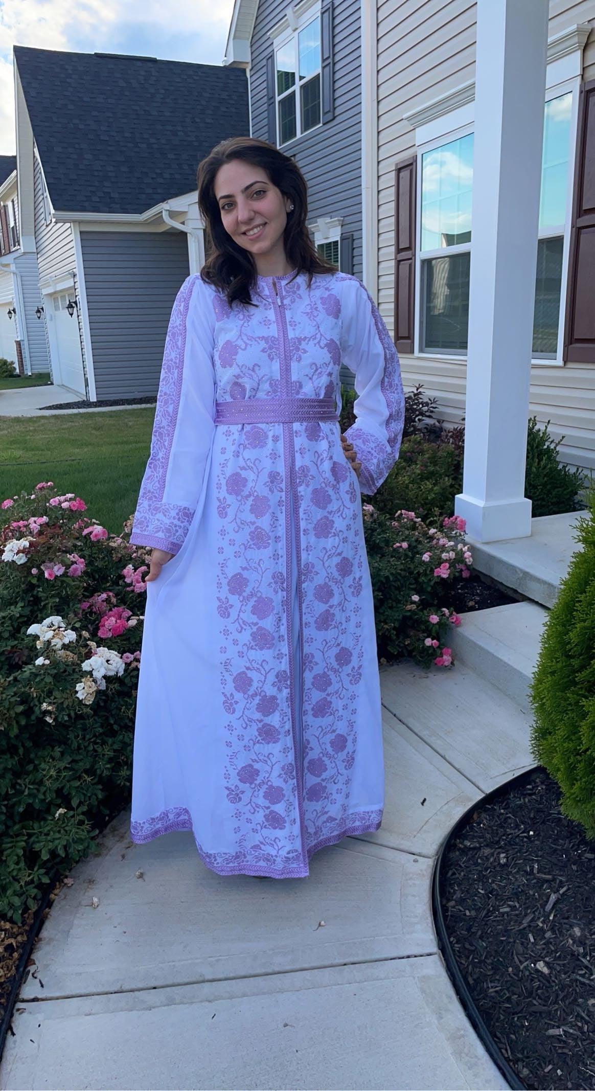 White and light purple two piece, captain