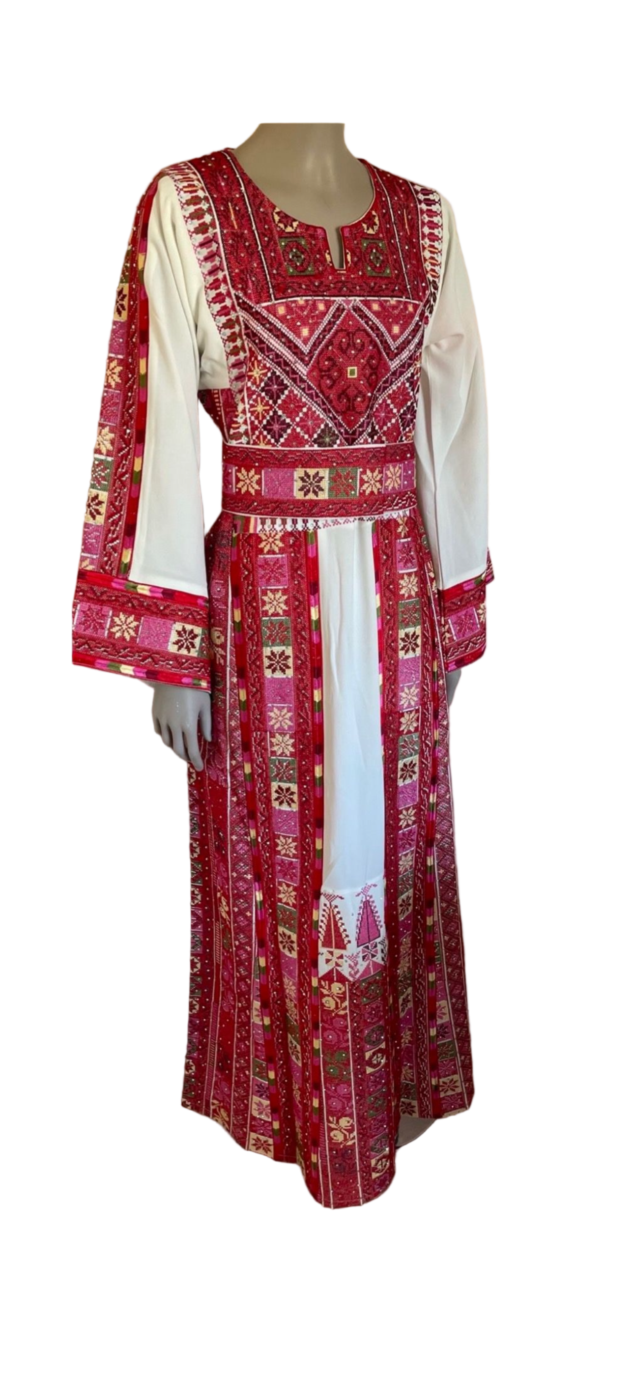 white with multicolor embroidery