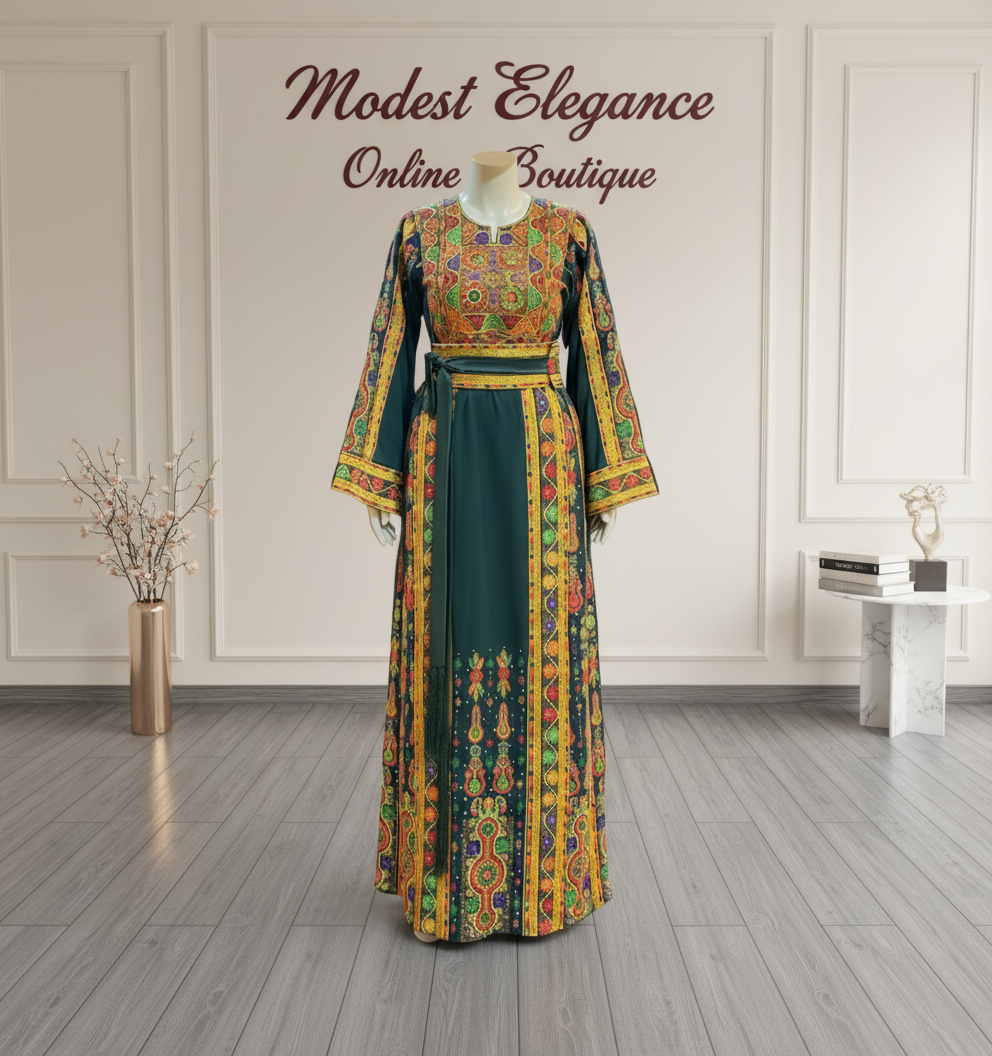 Emerald green fabric thobe