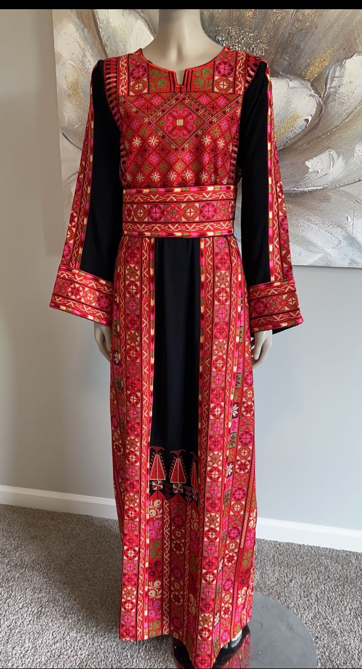 Black And Red Embroidered Thobe