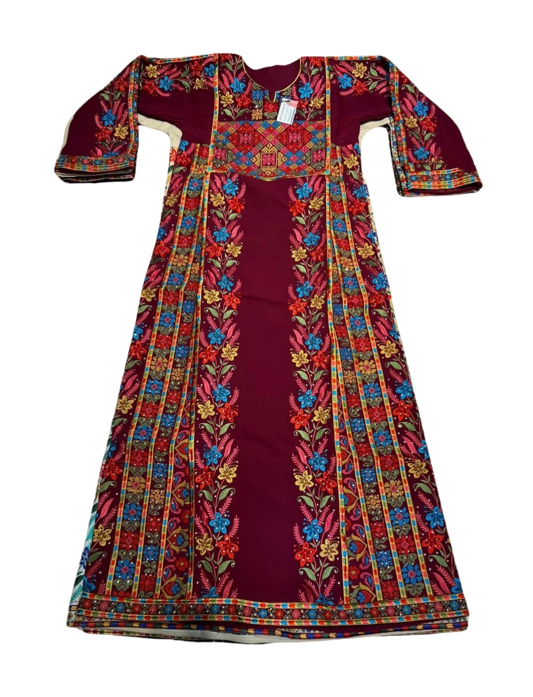 Burgundy Thobe with Multicolor embroidery belt