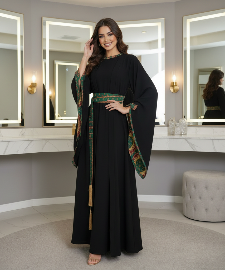 Two-piece abaya with belt