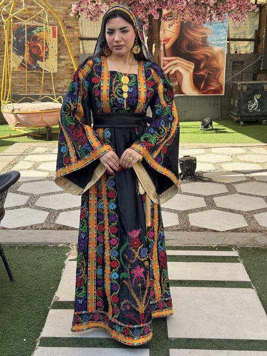 Black silk velvet thobe