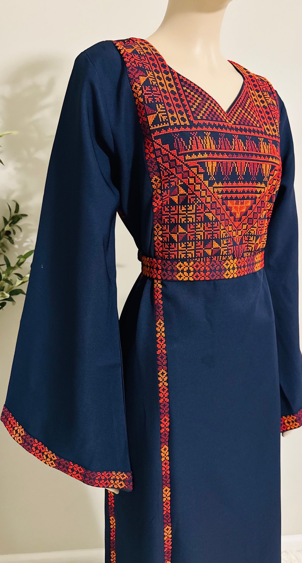 Navy Blue Women’s Dress with Embroidery