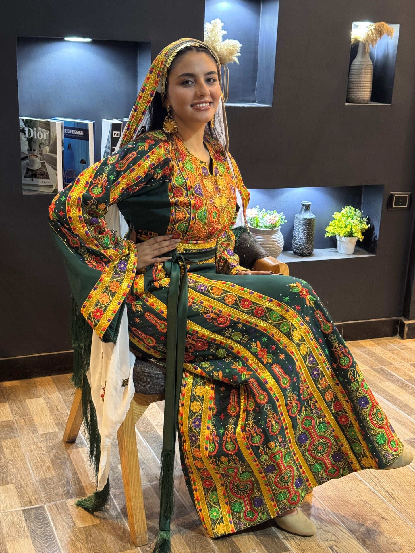 Emerald green fabric thobe