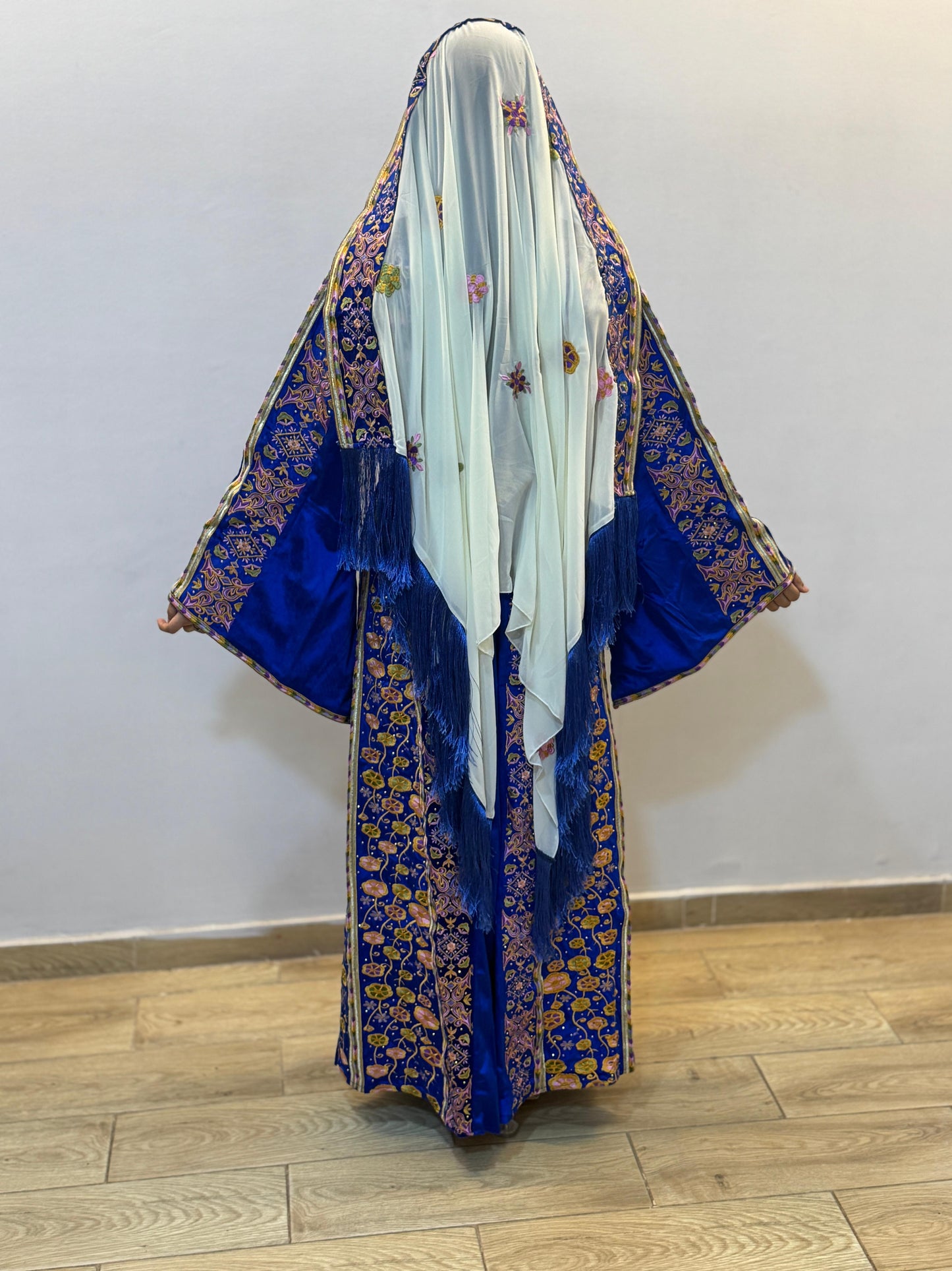 Ready-made royal blue silk velvet thobe