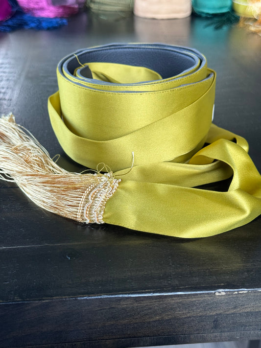 Light olive green satin belt