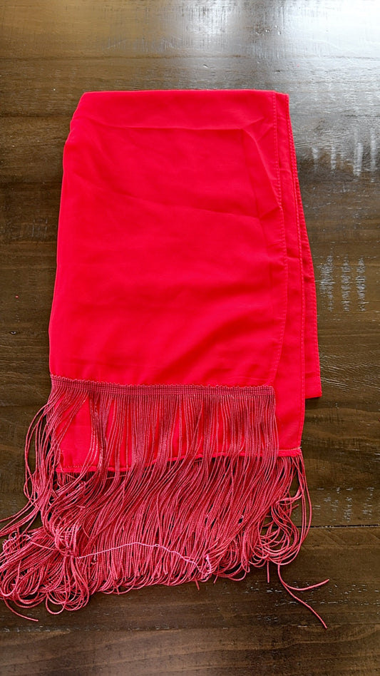 Red scarf with burgundy hadab