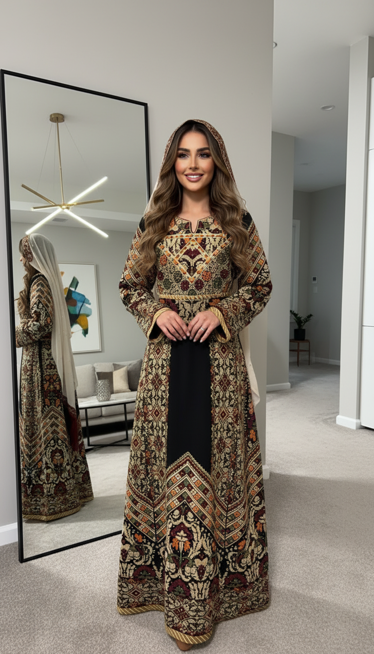 Black thobe with beautiful embroidery