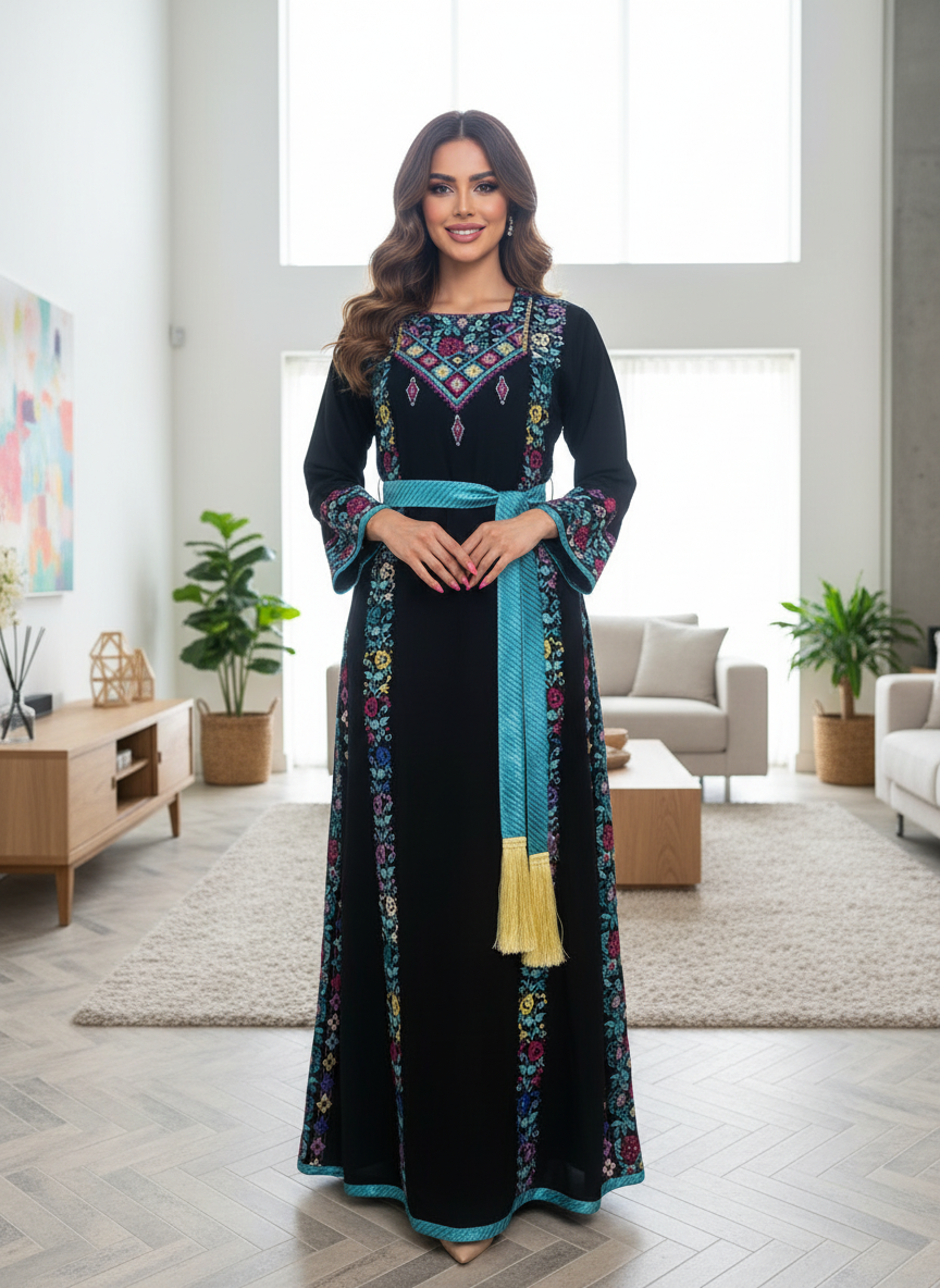 Black and blue flower Thobe