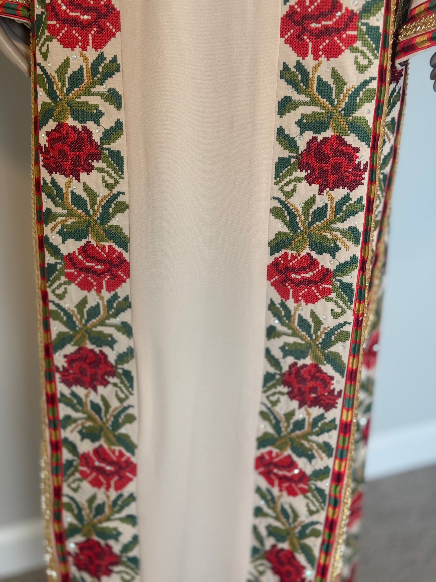 Beautiful light beige embroidered thobe