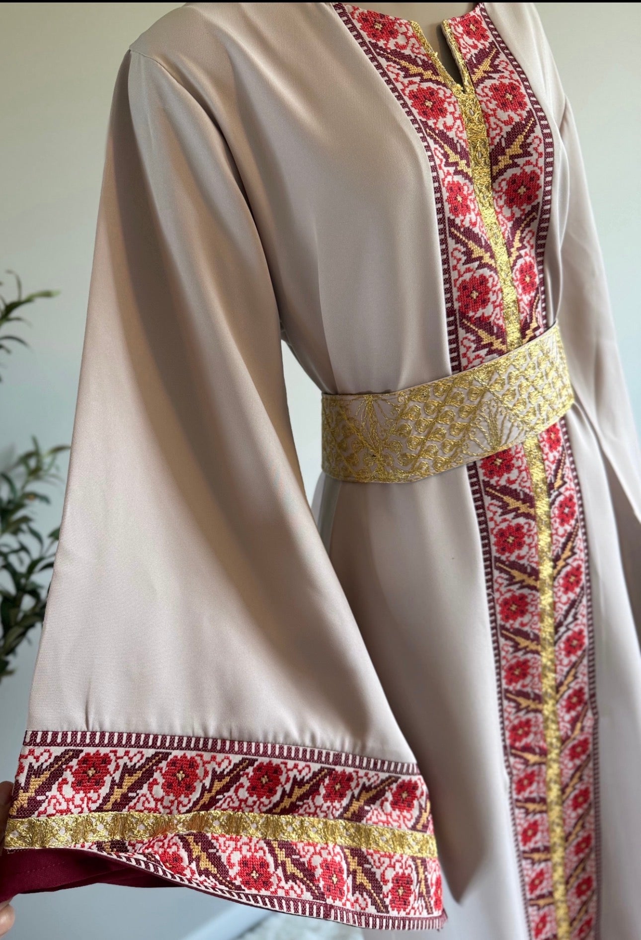Beige embroidered dress