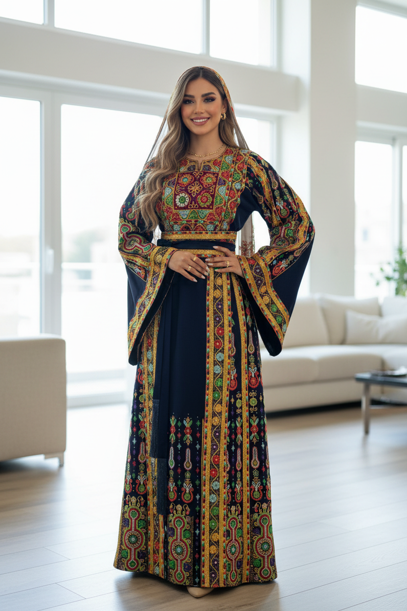 Navy blue fabric thobe