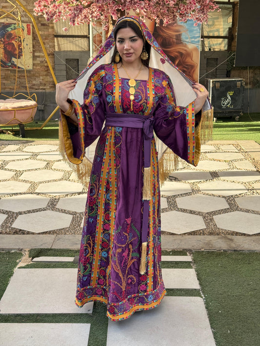 Purple silk velvet thobe
