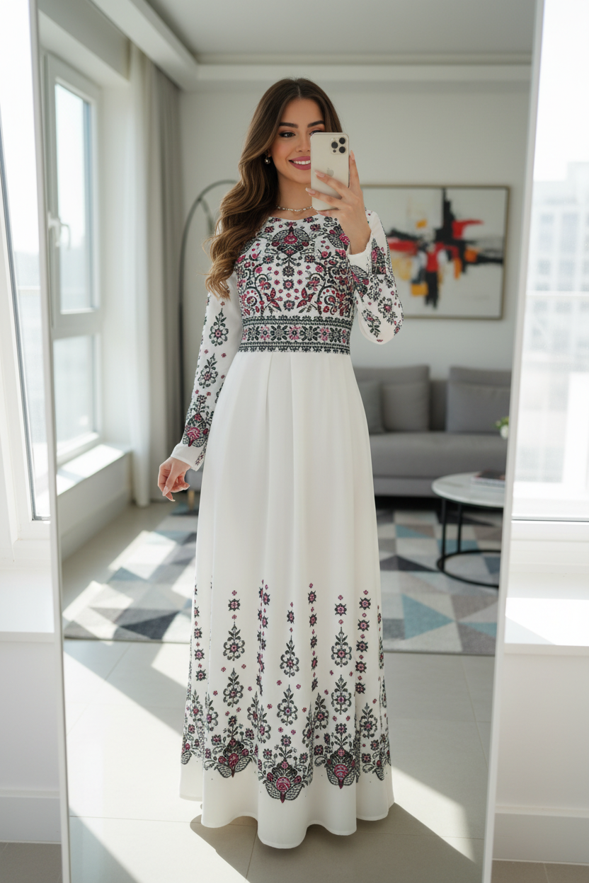 Beautiful white embroidered dress