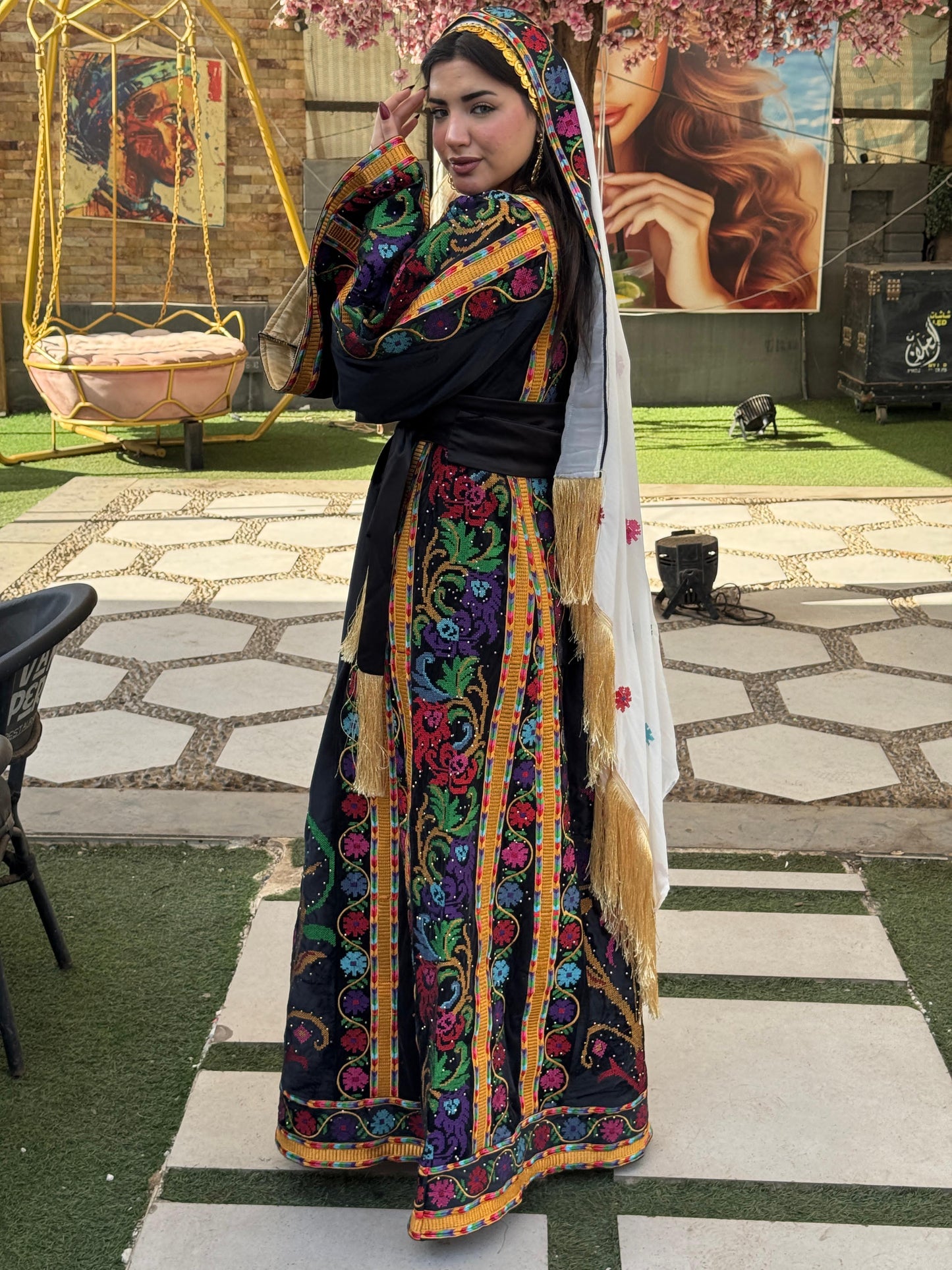 Black silk velvet thobe