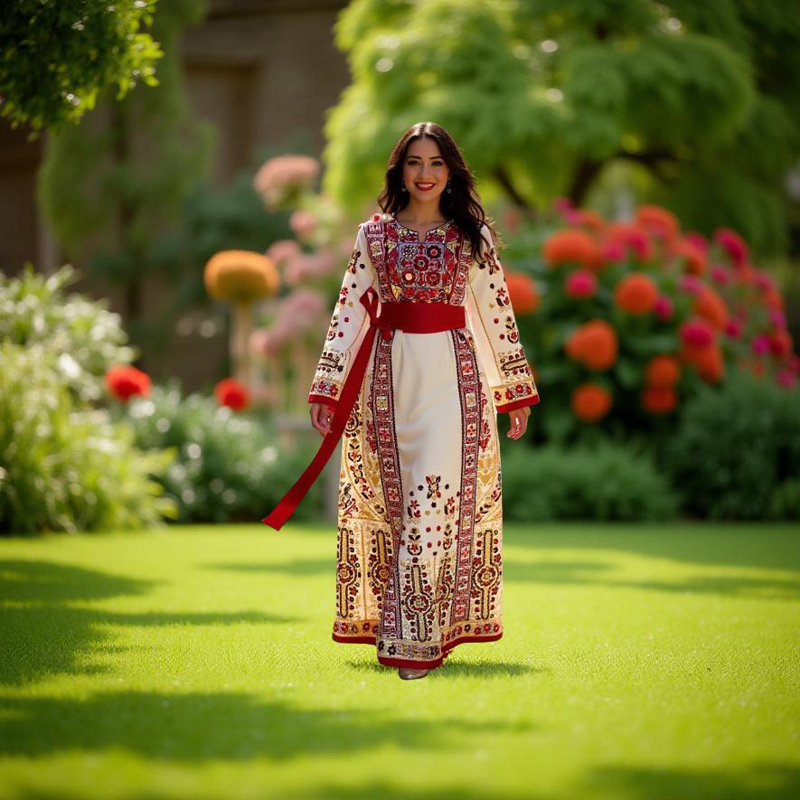 Beautiful White And Red Thobe