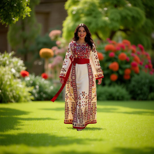 Beautiful White And Red Thobe