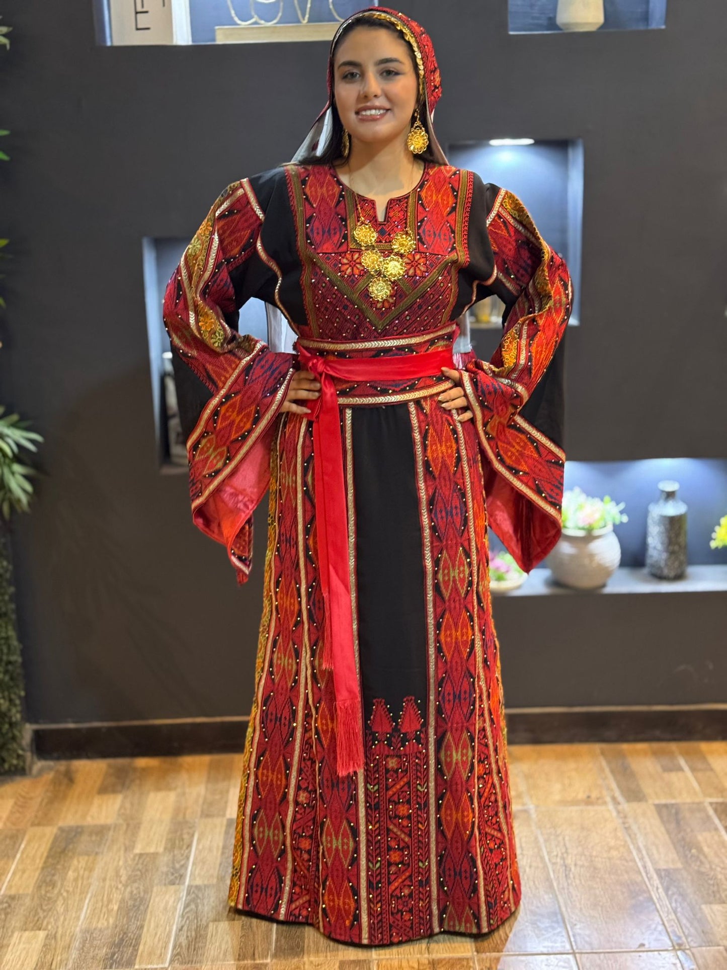 Black and red thobe