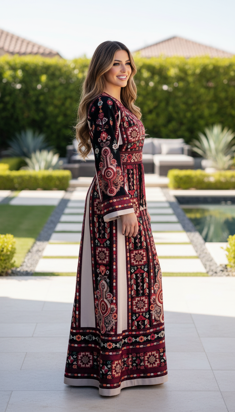 Black and beige embroidered thobe