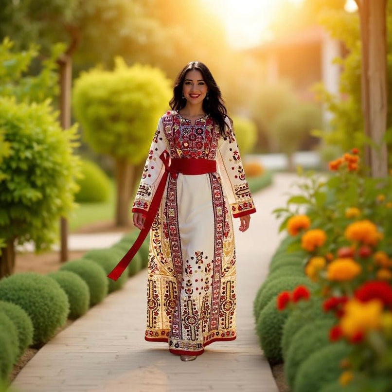 Beautiful White And Red Thobe