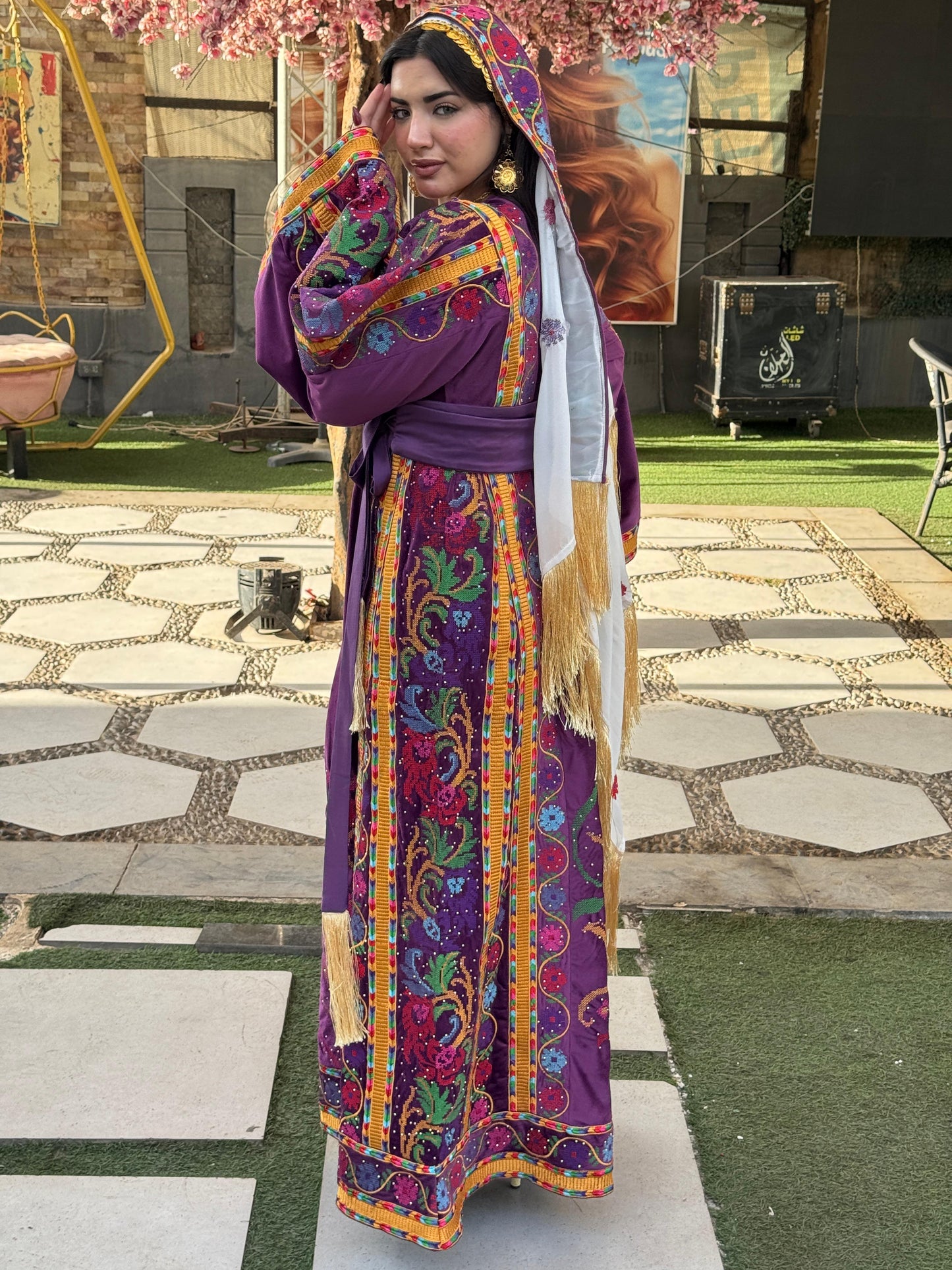 Purple silk velvet thobe