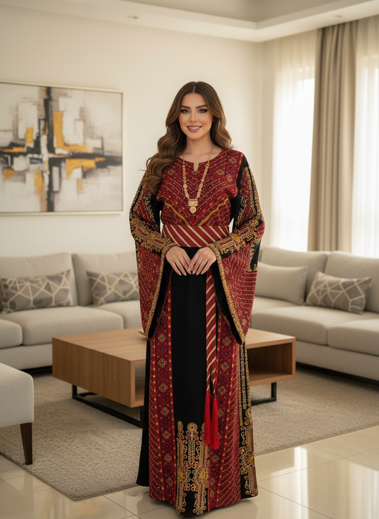 Black and red thobe with Kasab