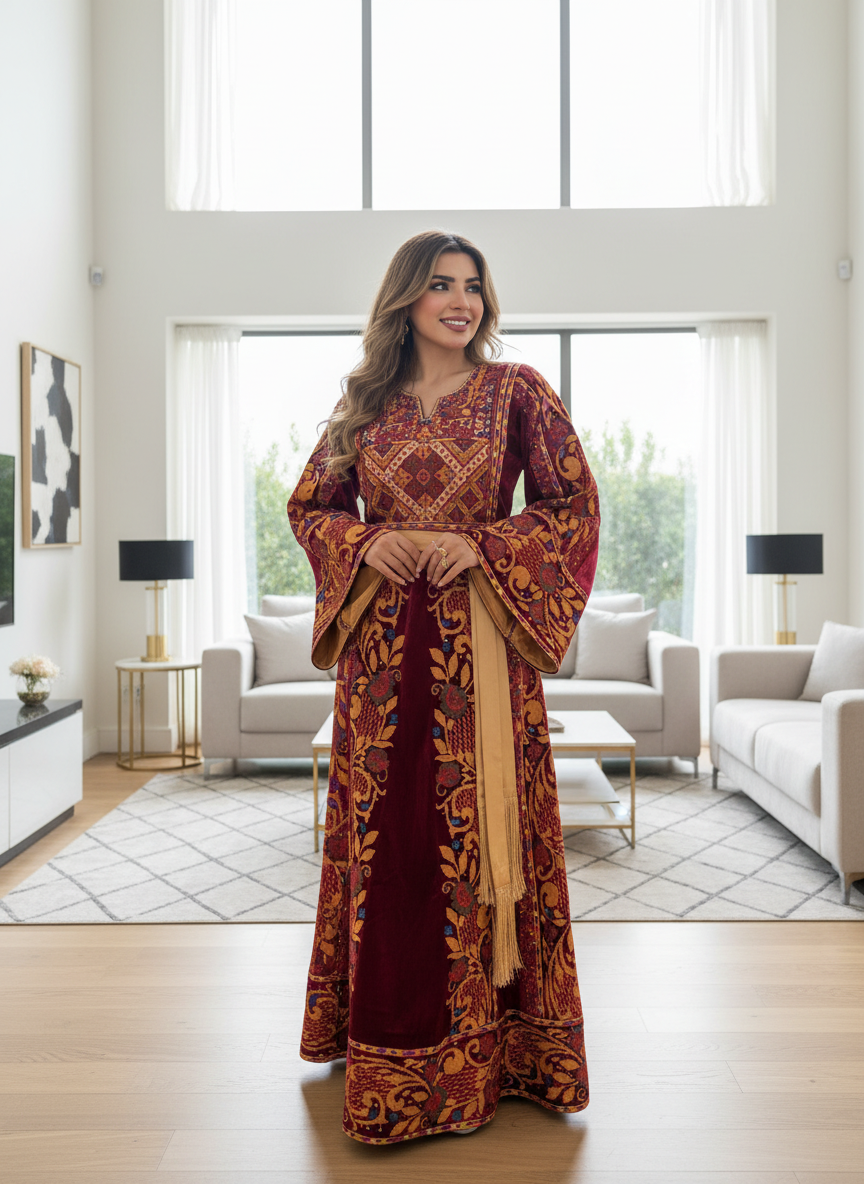 Burgundy silk velvet