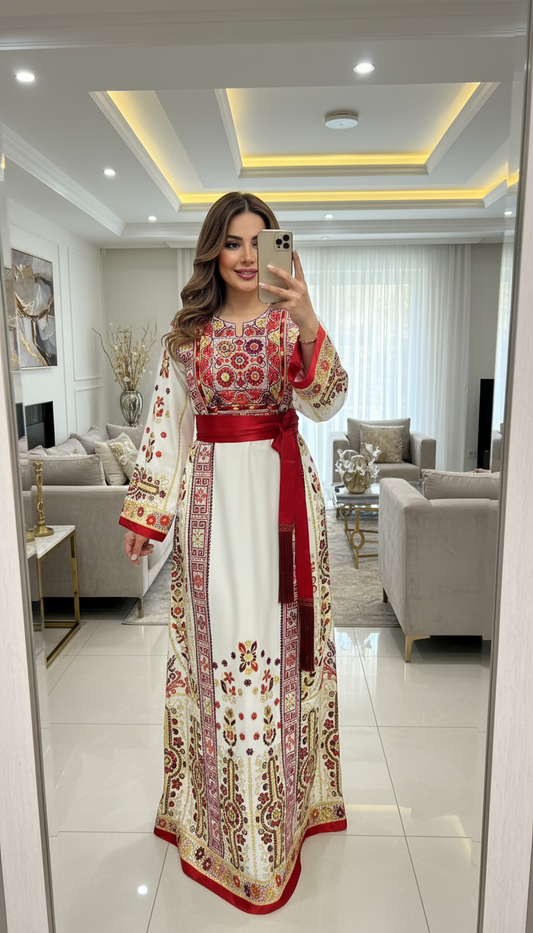 Beautiful White And Red Thobe