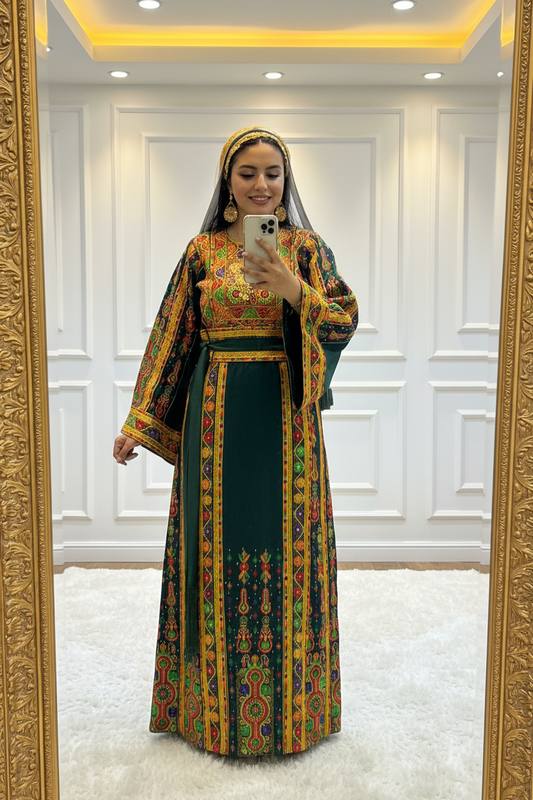 Emerald green fabric thobe