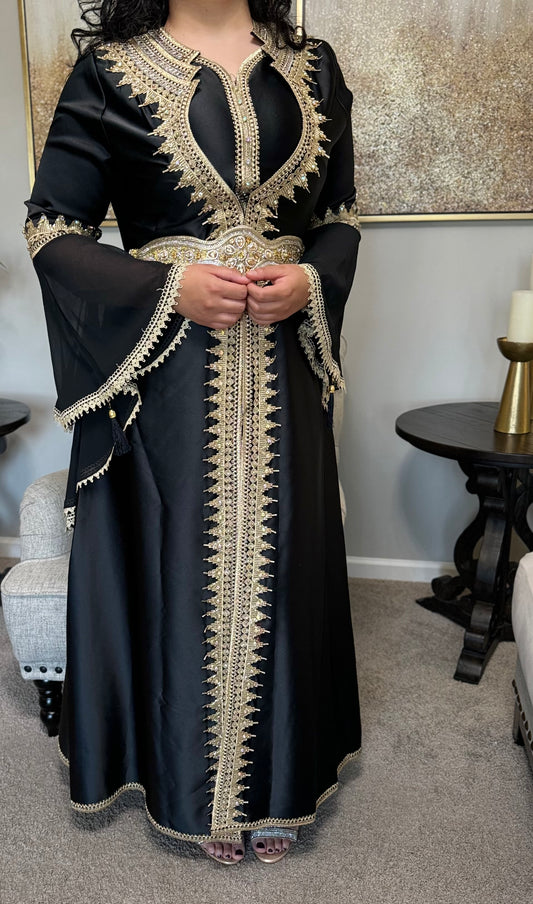 Black and gold caftan/ dress/ abaya