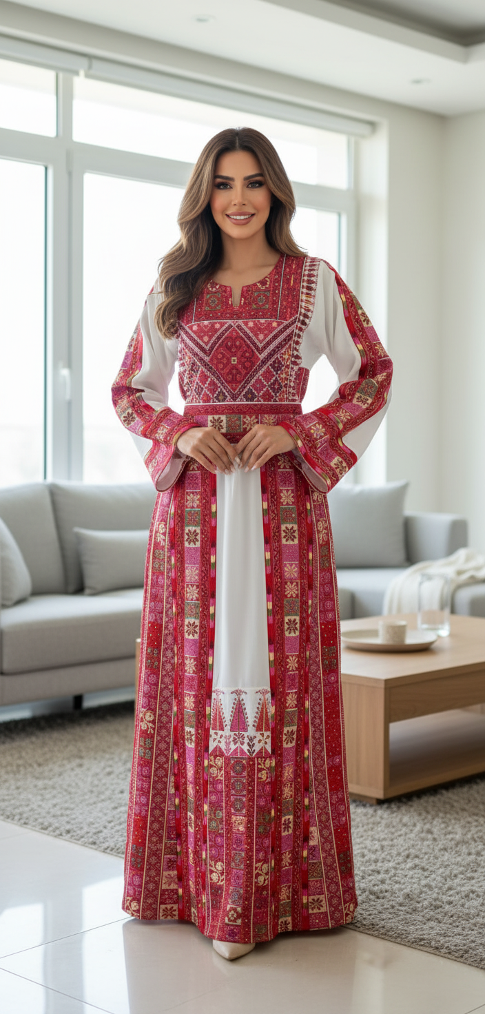 white with multicolor embroidery