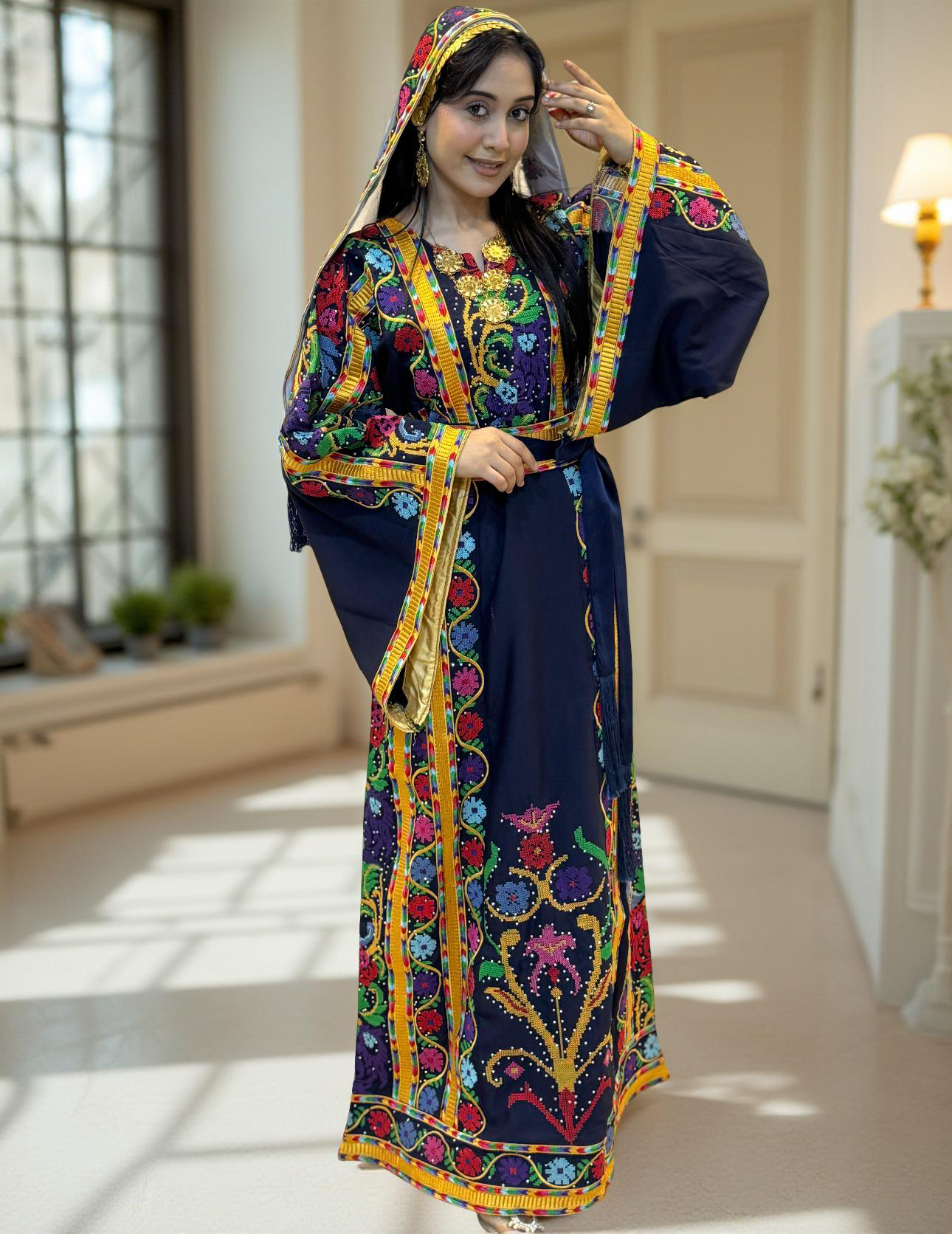 Navy blue fabric thobe