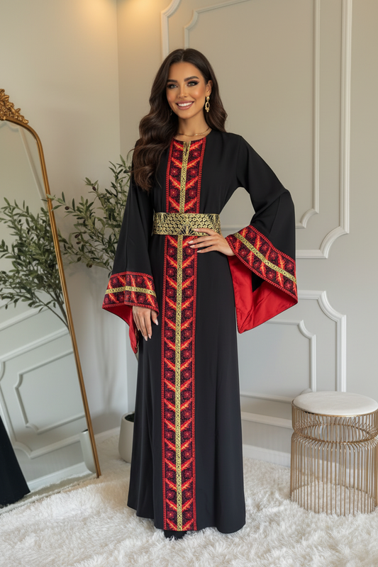 Black embroidered dress